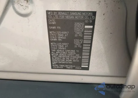 2019 Nissan Rogue Sv из США, поврежденный, VIN KNMAT2MT6KP537901